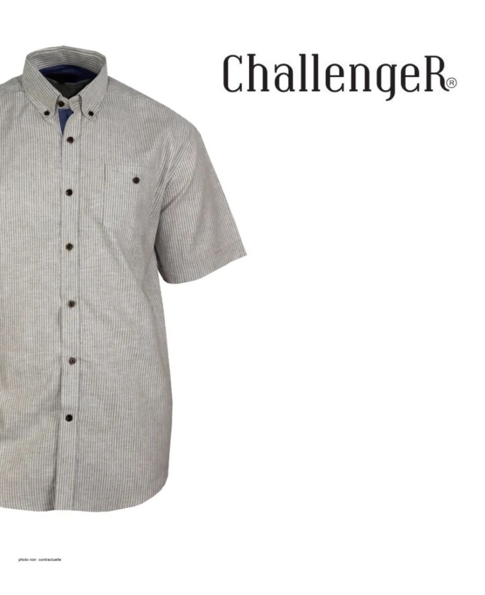 Chemise Mode Directe Fines Rayures manches courtes lin beige
