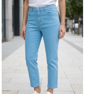 Pantalon corsaire extensible bleu aqua femme – Confort & style