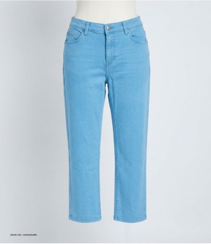 Pantalon corsaire extensible bleu aqua femme – Confort & style