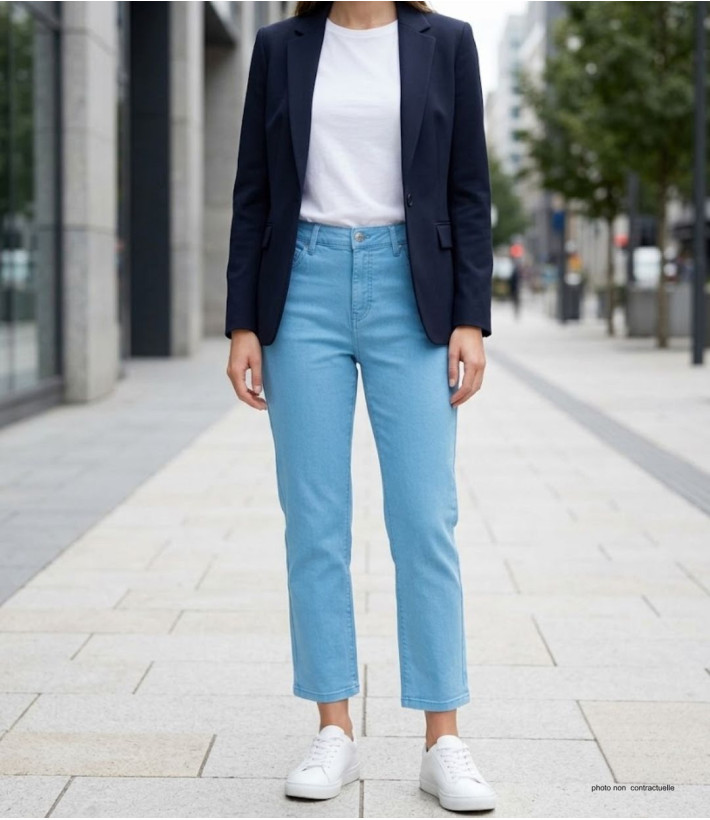 Pantalon corsaire extensible bleu aqua femme – Confort & style