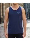Débardeur sans manches pour homme Challenger modèle Spoke 2 de coloris bleu marine avec sérigraphie poitrine, vue de face.