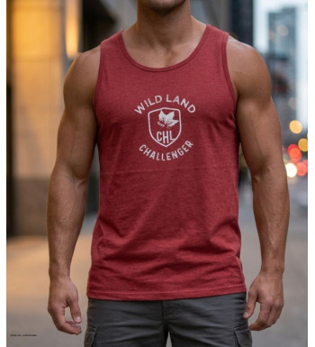 Débardeur homme Challenger modèle SORRY2 coloris bordeaux avec imprimé