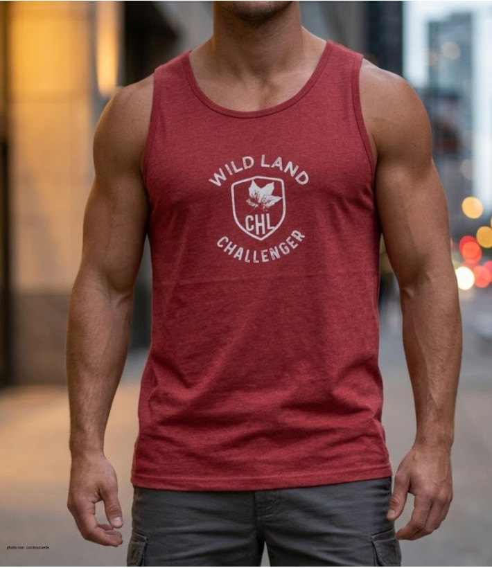 Débardeur homme Challenger modèle SORRY2 coloris bordeaux avec imprimé