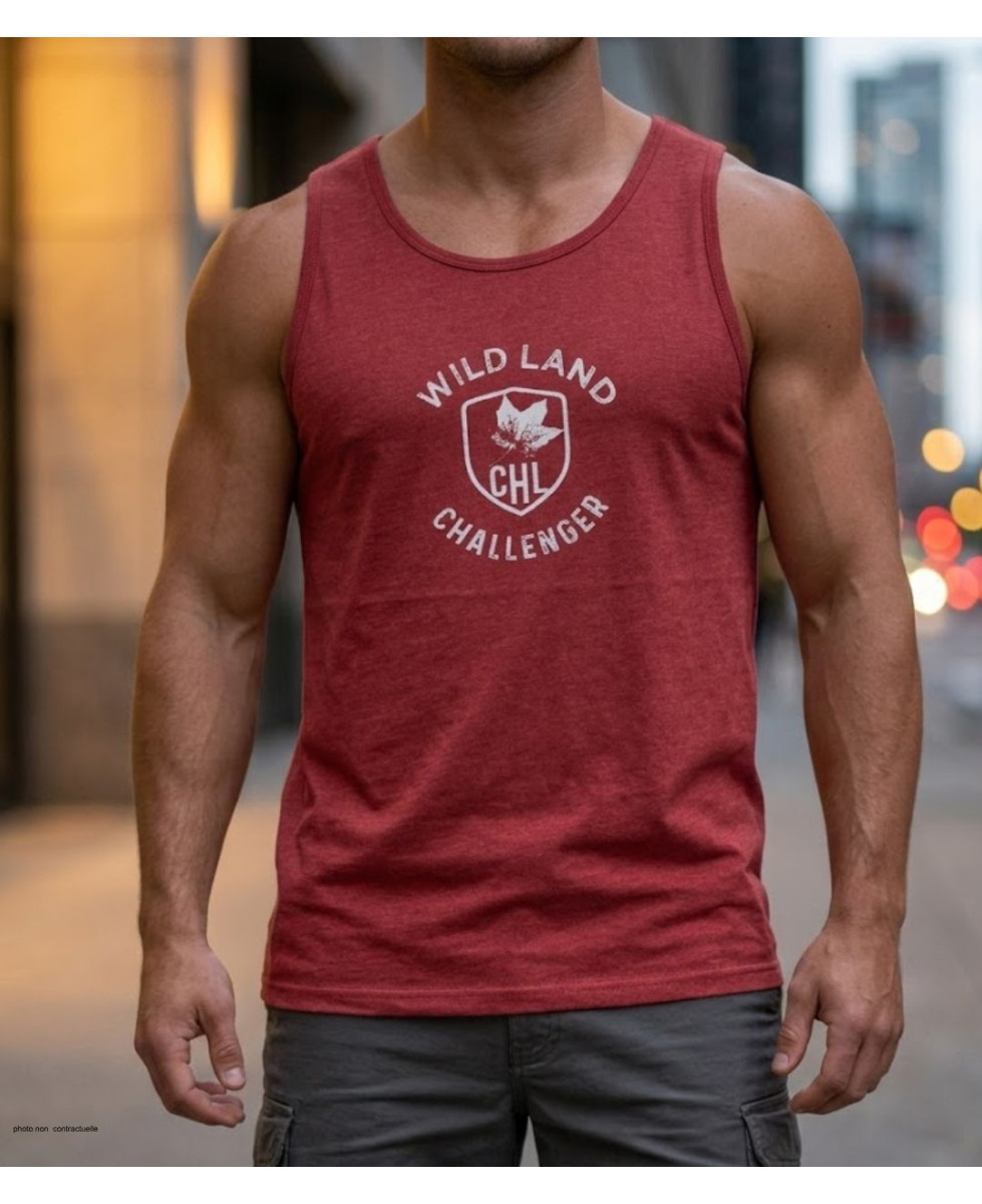 Débardeur homme Challenger modèle SORRY2 coloris bordeaux avec imprimé