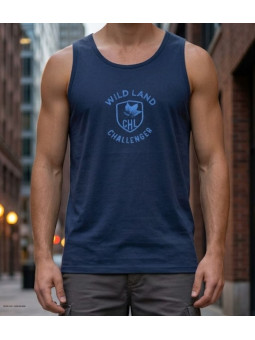 Débardeur homme Challenger modèle SORRY1 coloris marine avec imprimé