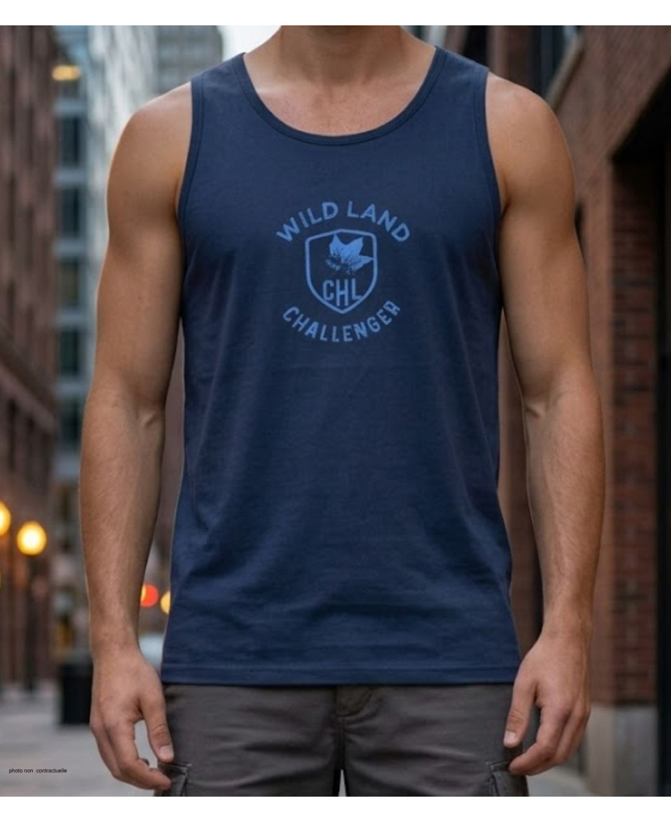 Débardeur homme Challenger modèle SORRY1 coloris marine avec imprimé