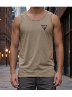 Débardeur homme Challenger modèle SOLEIL coloris taupe avec sérigraphie poitrine
