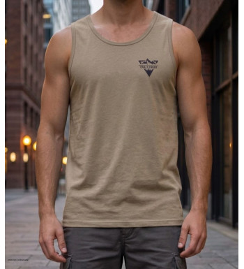 Débardeur homme Challenger modèle SOLEIL coloris taupe avec sérigraphie poitrine