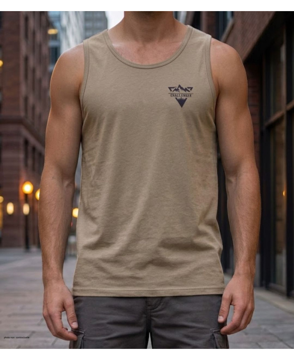 Débardeur homme Challenger modèle SOLEIL coloris taupe avec sérigraphie poitrine