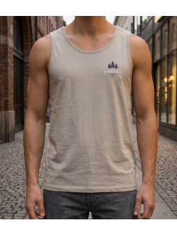 Débardeur homme Challenger modèle SLAVE coloris beige avec petite sérigraphie poitrine