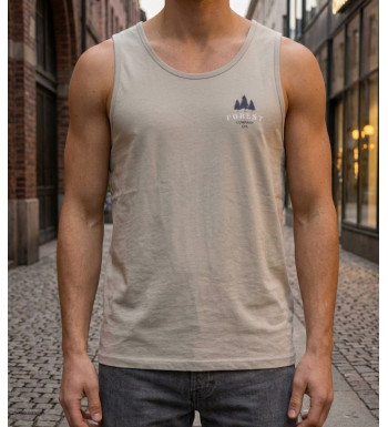 Débardeur homme Challenger modèle SLAVE coloris beige avec petite sérigraphie poitrine