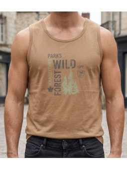 Débardeur homme Challenger modèle SIG1 coloris camel et marron avec imprimé
