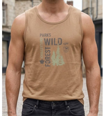 Débardeur homme Challenger modèle SIG1 coloris camel et marron avec imprimé
