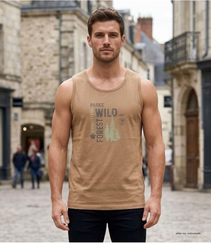 Débardeur Challenger SIG1 Camel | Coton Jersey 160g