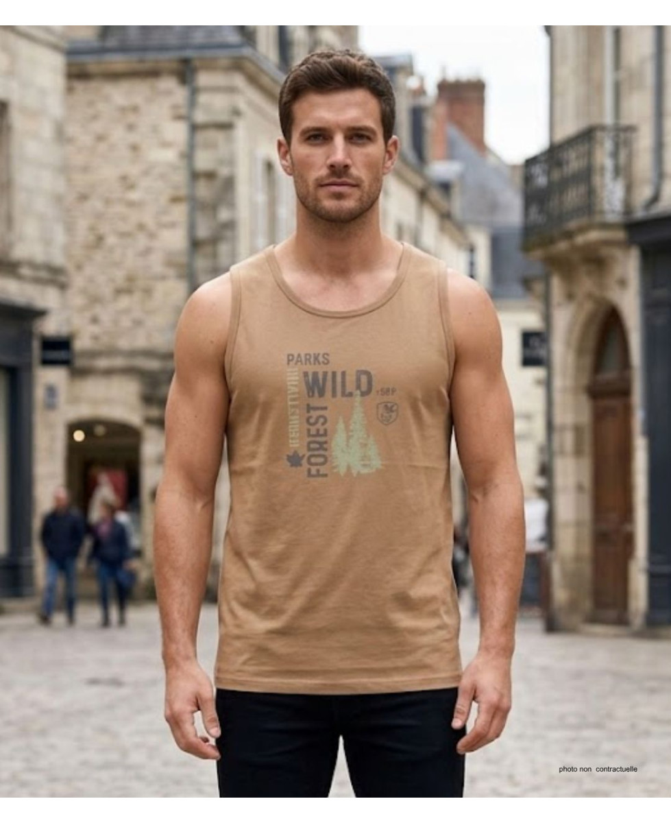 Débardeur Challenger SIG1 Camel | Coton Jersey 160g