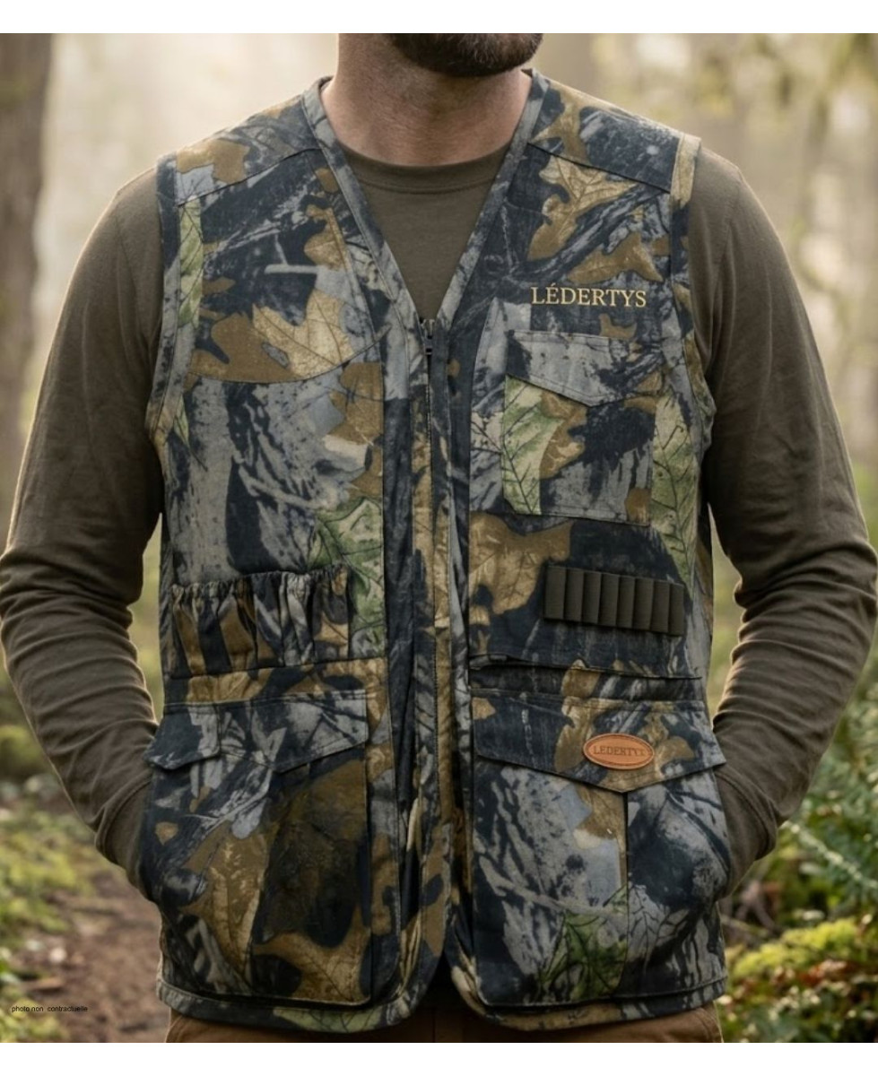 Gilet Chasse LEDERTYS Forestwood LY0205 | Camouflage & Carnier