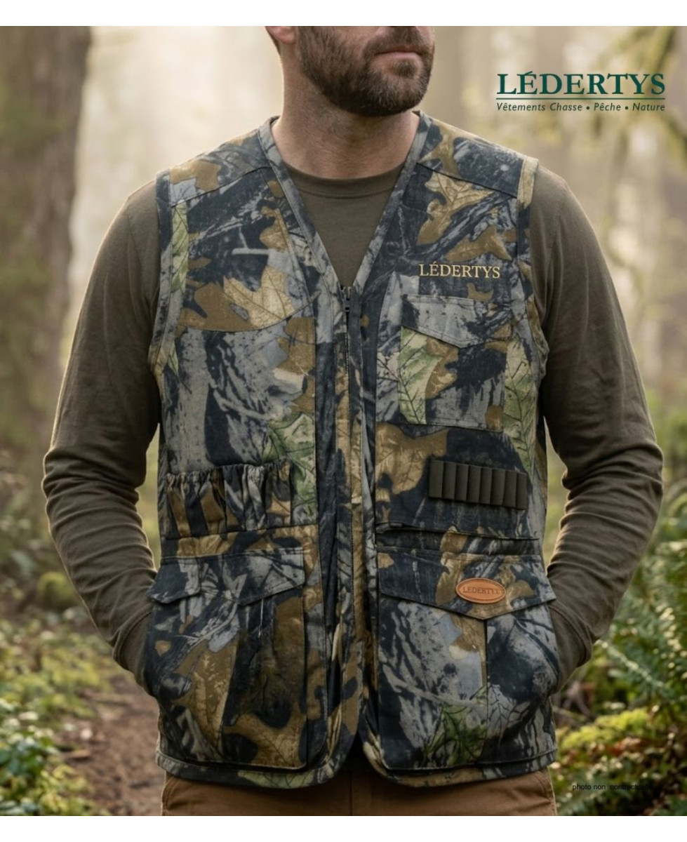 Gilet Chasse LEDERTYS Forestwood LY0205 | Camouflage & Carnier