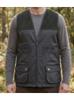 Gilet de chasse sans manches kaki LEDERTYS Classic LY0200 avec renforts en velours aux épaules et poches à rabat