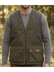 Gilet traqueur sans manches kaki LEDERTYS LY0208 bi-matière avec renforts aux épaules et cartouchière