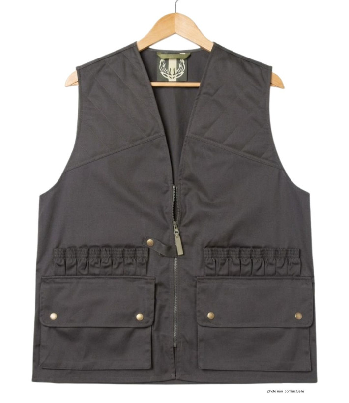 LEDERTYS LY0207 — Gilet de chasse vert à cartouchière