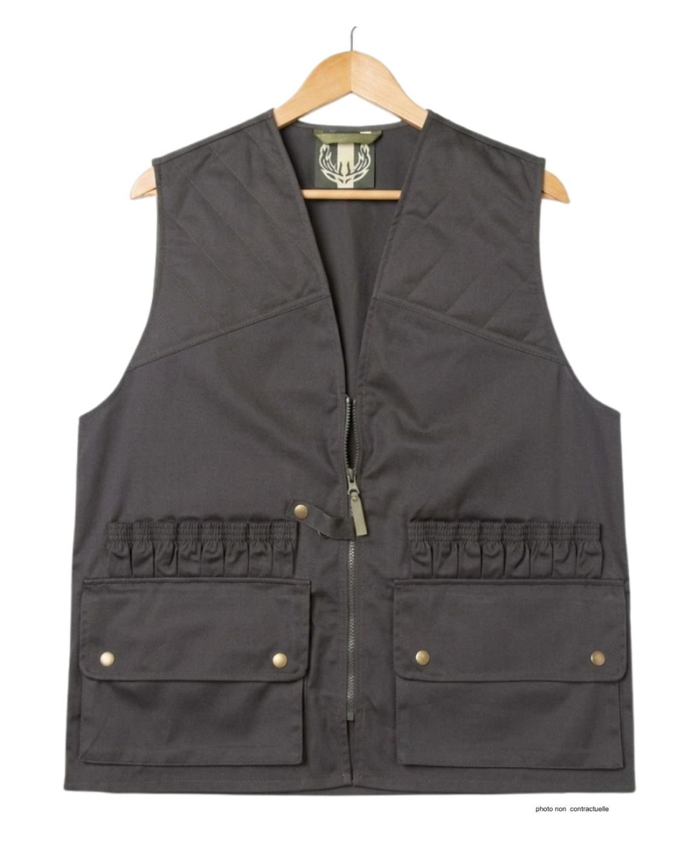 LEDERTYS LY0207 — Gilet de chasse vert à cartouchière