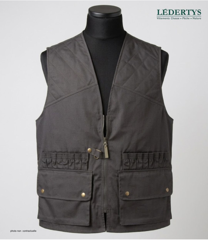 LEDERTYS LY0207 — Gilet de chasse vert à cartouchière