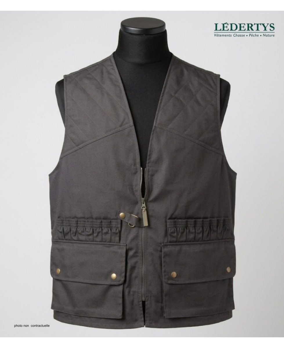 LEDERTYS LY0207 — Gilet de chasse vert à cartouchière