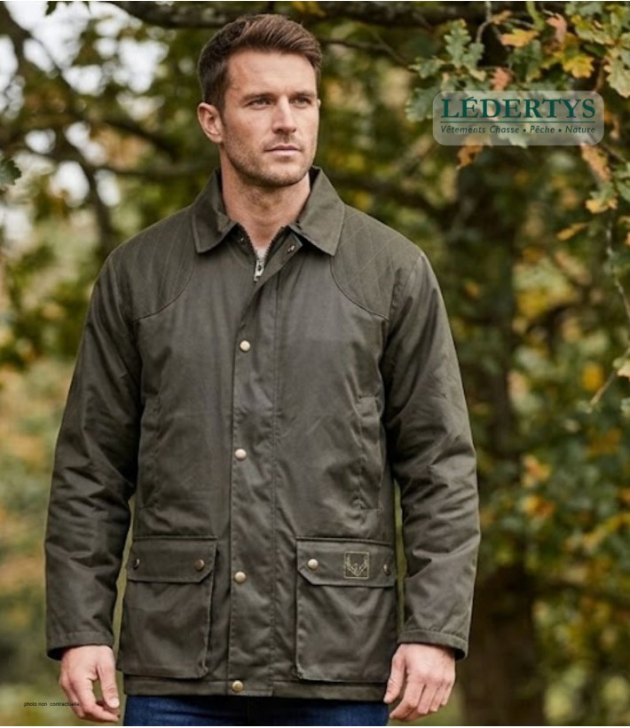 LEDERTYS LY0007 — Veste de chasse kaki à carnier PVC
