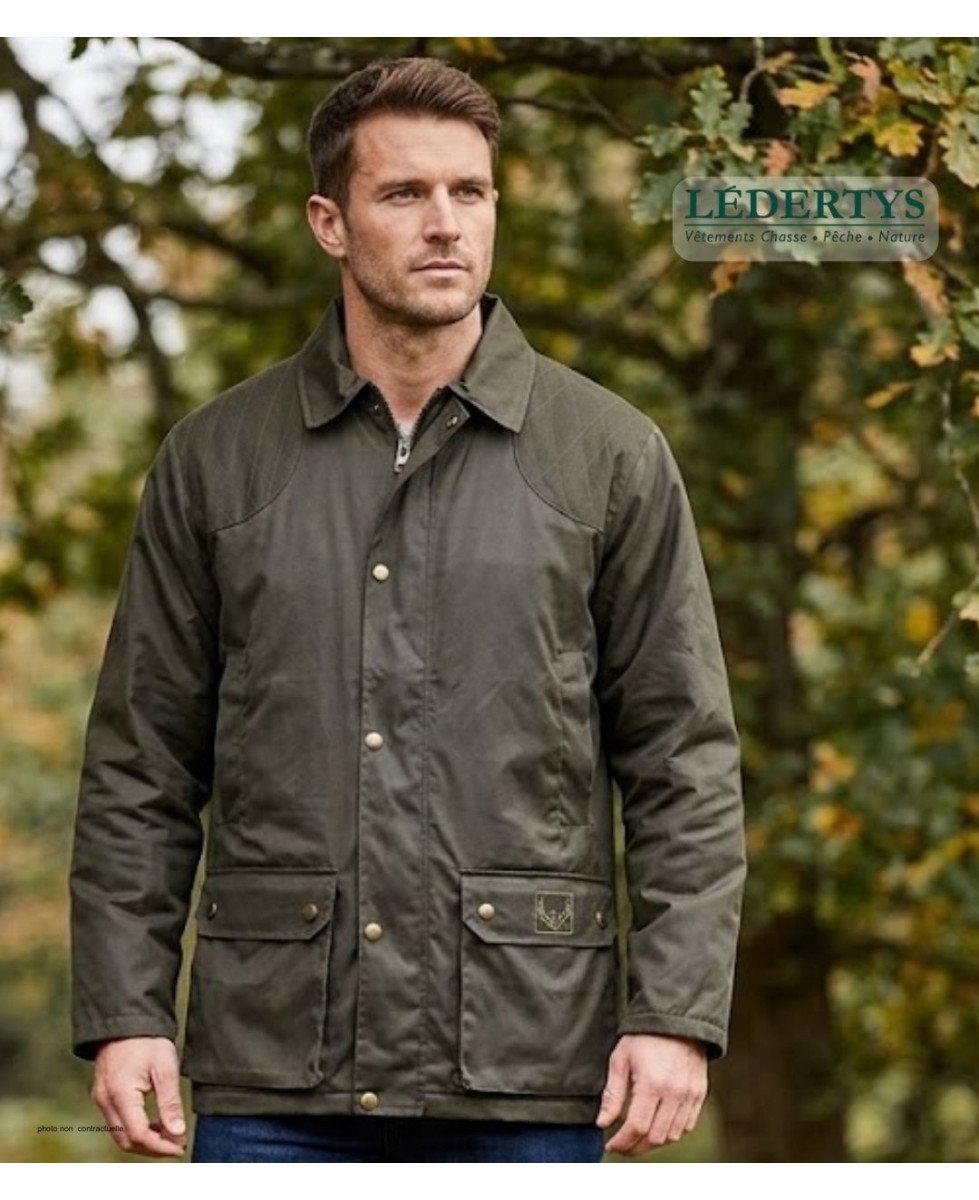 LEDERTYS LY0007 — Veste de chasse kaki à carnier PVC