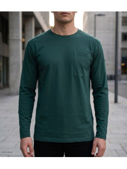 T-shirt manches longues homme vert foncé CHALLENGER modèle CORSAIRE2 avec poche poitrine