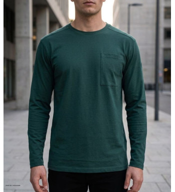 T-shirt manches longues homme vert foncé CHALLENGER modèle CORSAIRE2 avec poche poitrine