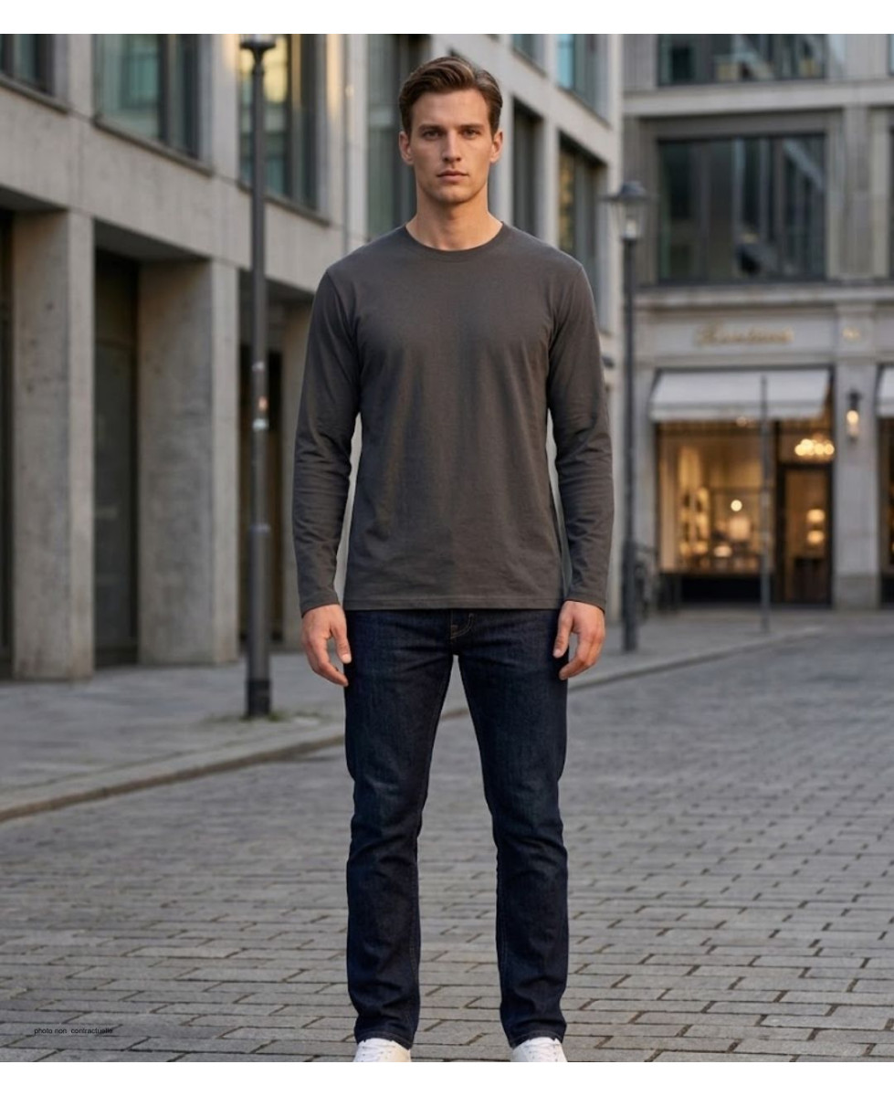 Tee-shirt Manches Longues Homme Acrylique Gris Anthracite