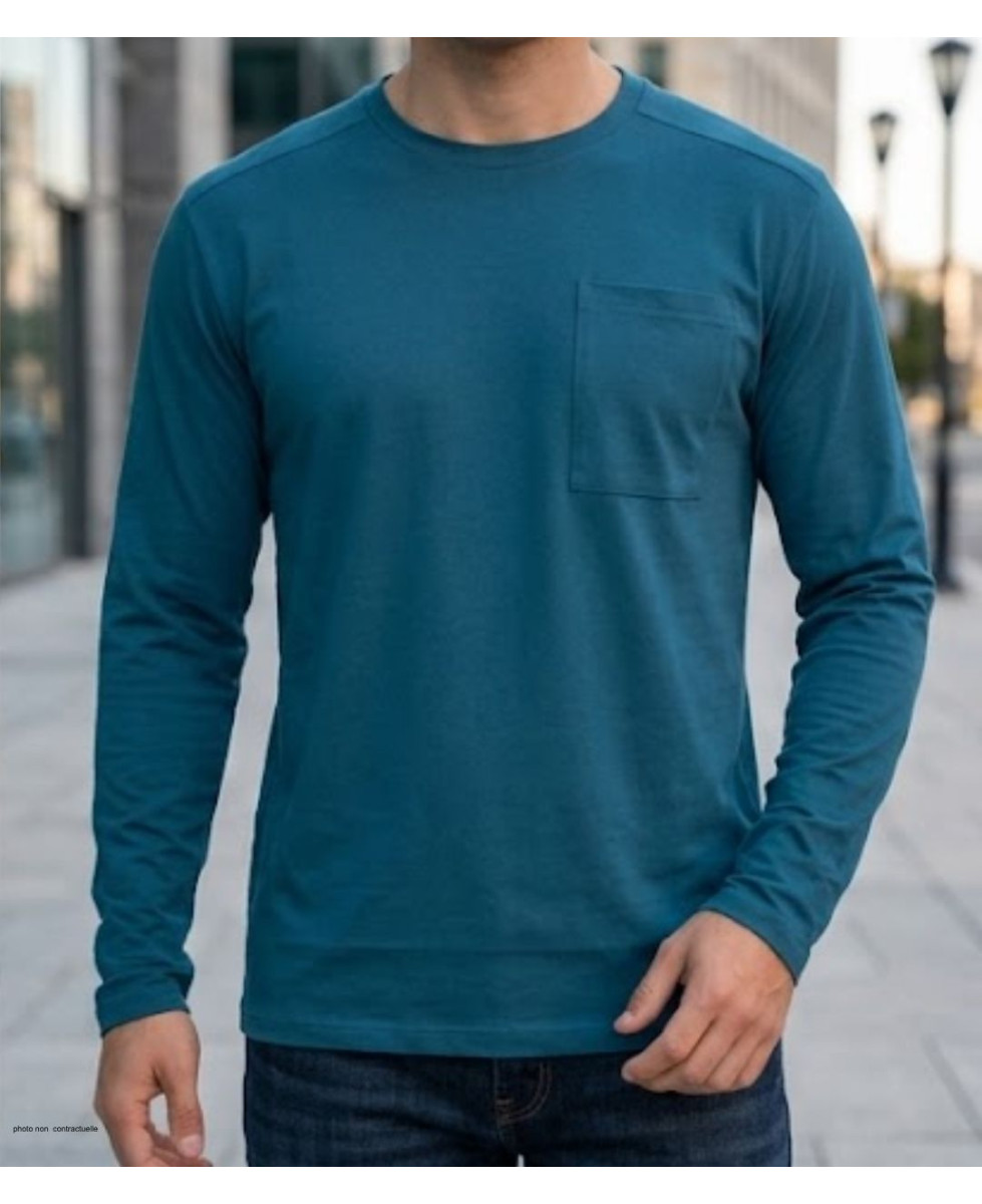 T-shirt manches longues homme bleu CHALLENGER modèle CORSAIRE1 avec poche poitrine