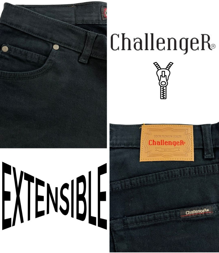 CHALLENGER M759 — Jean 5 poches stretch noir confort