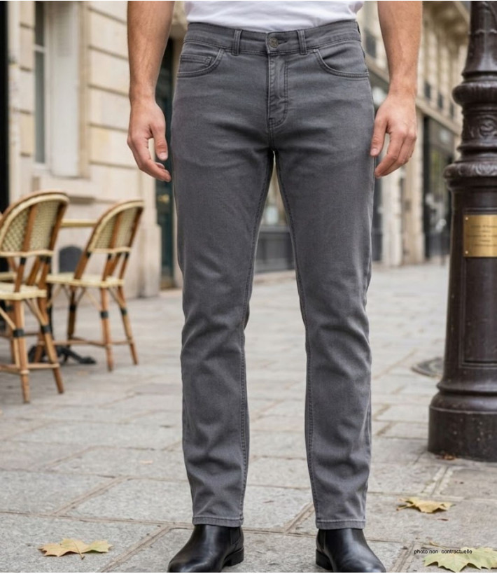 Challenger M759 — Jean 5 poches extensible gris confortable