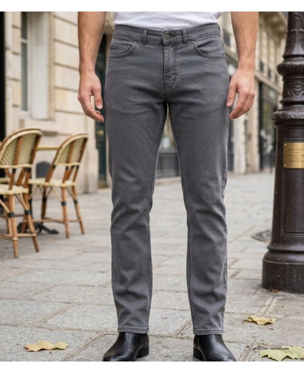 Challenger M759 — Jean 5 poches extensible gris confortable