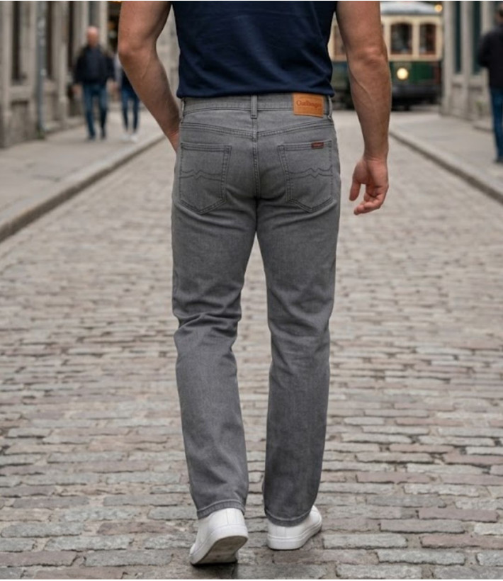 Challenger M759 — Jean 5 poches extensible gris confortable
