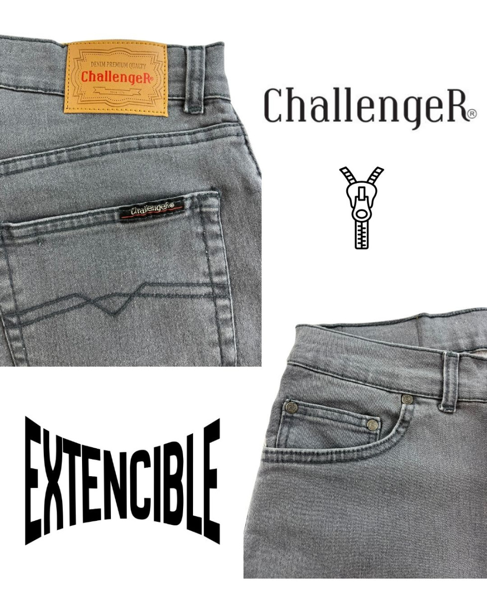 Challenger M759 — Jean 5 poches extensible gris confortable