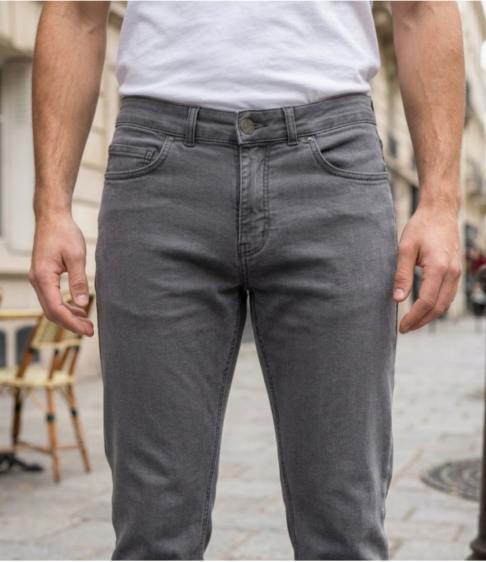 Challenger M759 — Jean 5 poches extensible gris confortable