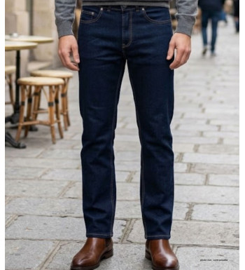 Jean 5 poches homme bleu denim ring stone en tissu extensible Challenger M759 coupe droite