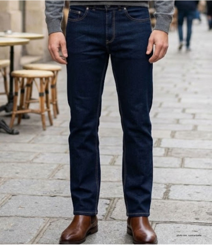Jean 5 poches homme bleu denim ring stone en tissu extensible Challenger M759 coupe droite