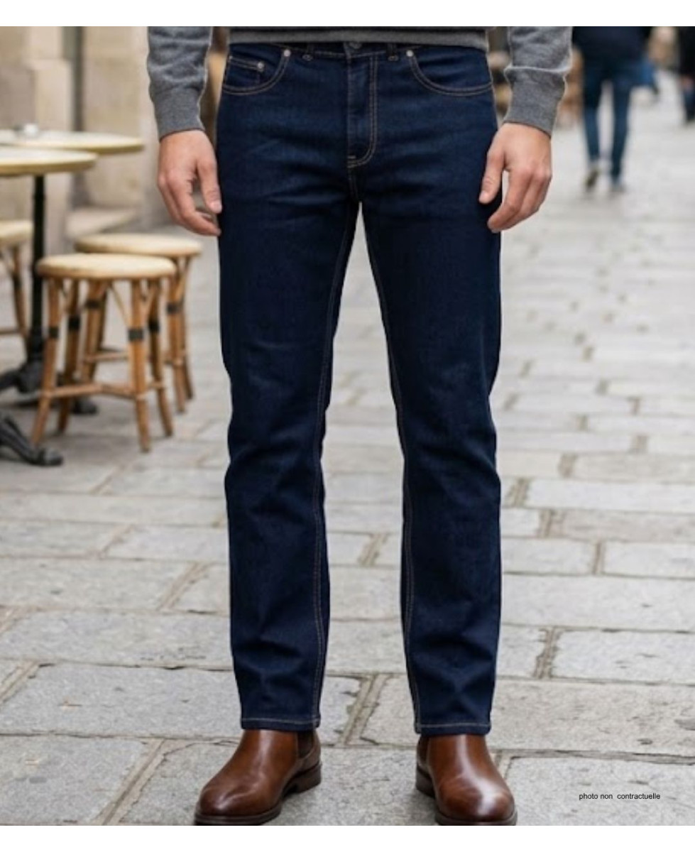 Jean 5 poches homme bleu denim ring stone en tissu extensible Challenger M759 coupe droite