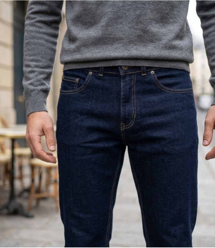 Challenger M759 — Jean 5 poches bleu denim ring stone stretch