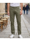Jean 5 poches homme vert kaki terre en coton stretch Challenger M759 coupe droite