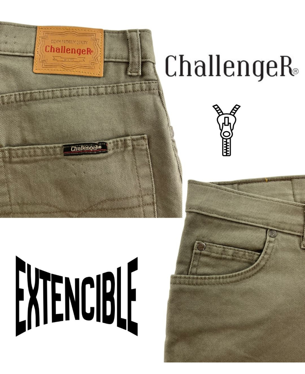 Challenger M759 — Jean 5 poches extensible kaki terre stretch
