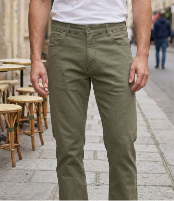 Challenger M759 — Jean 5 poches extensible kaki terre stretch