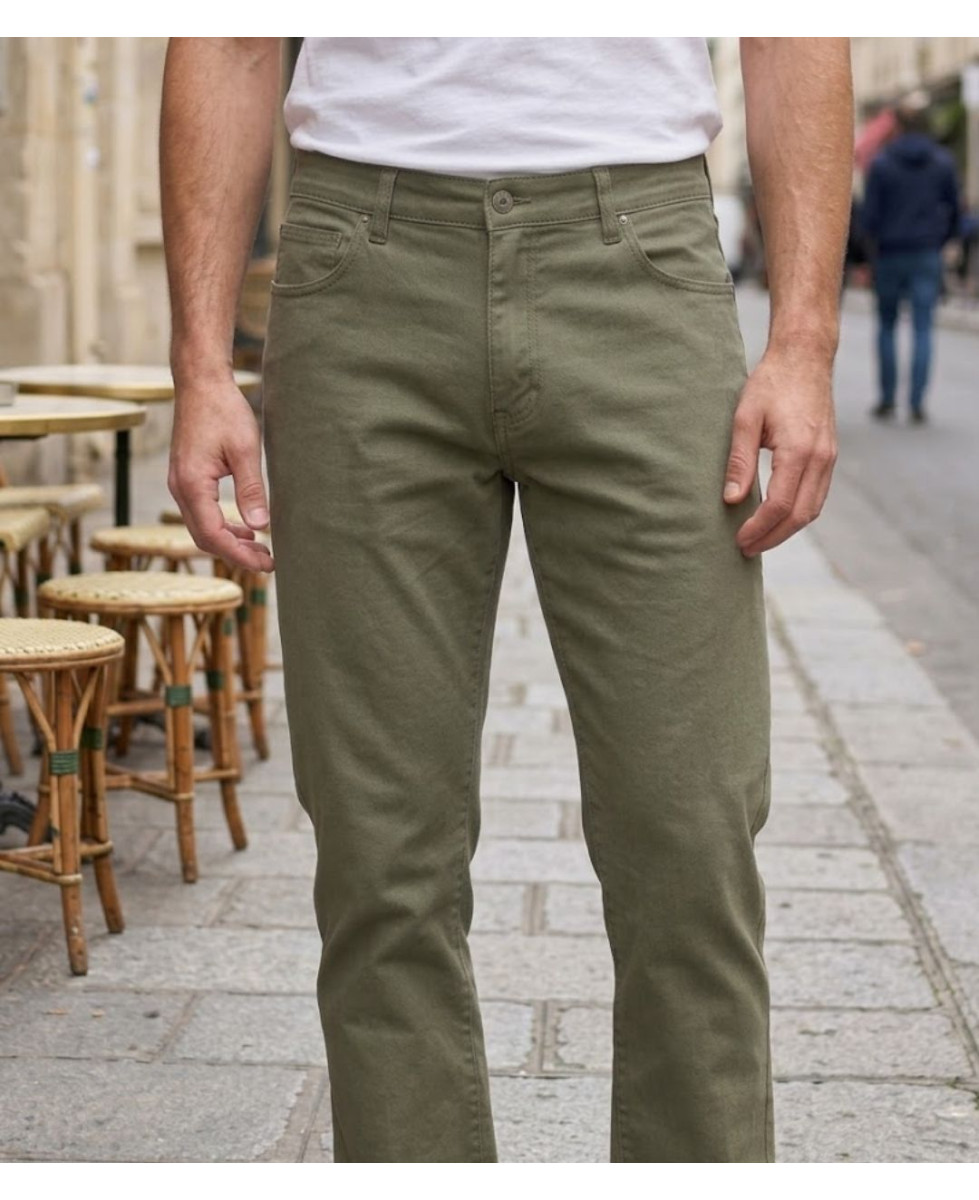 Challenger M759 — Jean 5 poches extensible kaki terre stretch