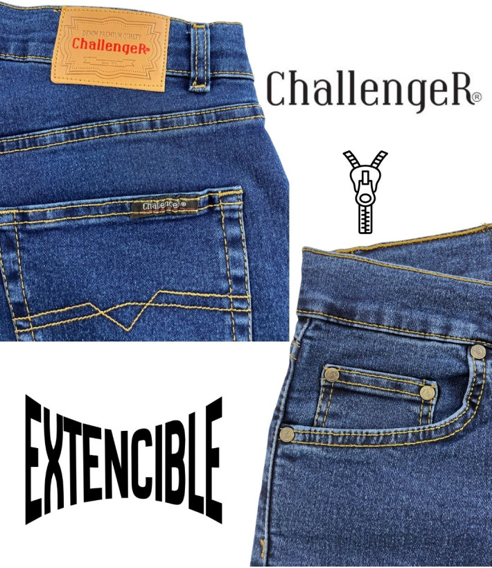 Challenger M759 — Jean 5 poches bleu denim stone stretch