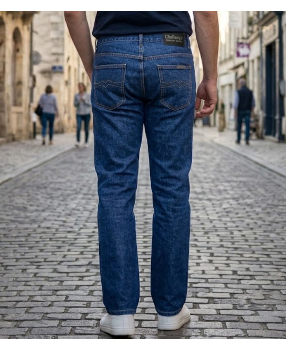 Challenger FALCONE1 — Jean 5 poches bleu stone 100% coton solide