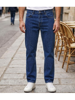Jean 5 poches homme bleu stone 100% coton Challenger FALCONE1 coupe droite